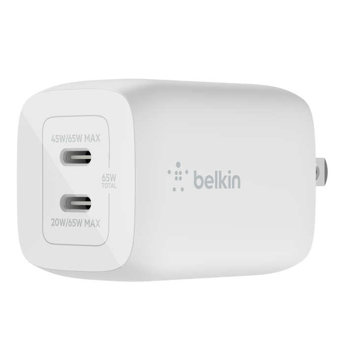Dual USB-C GaN Wall Charger with PPS 65W, White, hi-res